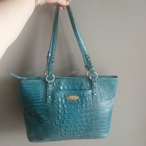 Teal Brahmin tote